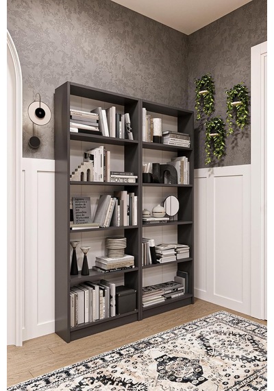 Asra Trend Koyu Gri K003 10 Raflı Geniş Kitaplık 112 Cm Modern Kütüphane Dar Alan Uyumlu%100 Mdflam Raf Ünitesi Çok Renkli Asra Trend Koyu Gri K003 10 Raflı Geniş Kitaplık 112 Cm Modern Kütüphane Dar Alan Uyumlu%100 Mdflam Raf Ünitesi Çok Renkli