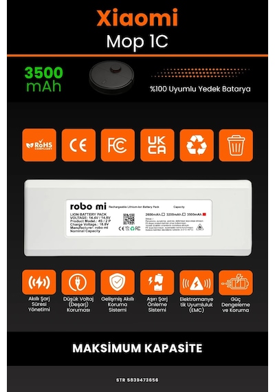 Xiaomi Mi Vacuum Mop 1c 3500mAh Robot Süpürge Bataryası
