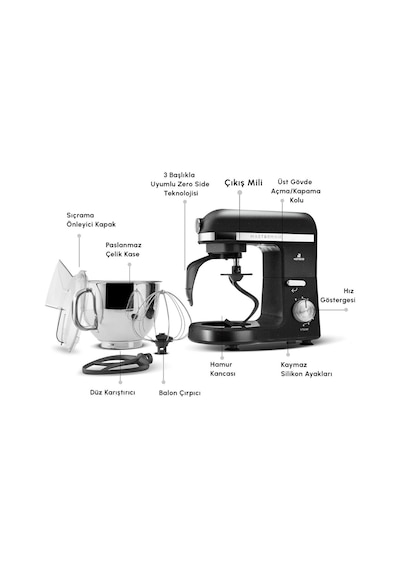 Karaca Mastermaid Chef Pro 1750 W Çift Kollu Stand Mikser