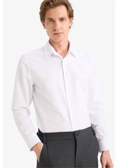 Defacto Modern Fit Polo Yaka Uzun Kollu Gömlek G0375ax26spwt79 Beyaz-wt79