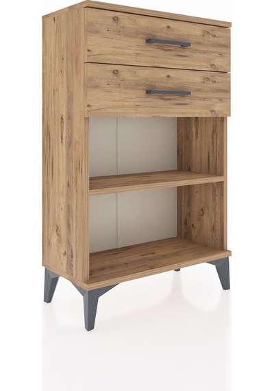 Arges Komodin Tek Raflı 2 Çekmeceli 60x30x96 Çam-çam Çam