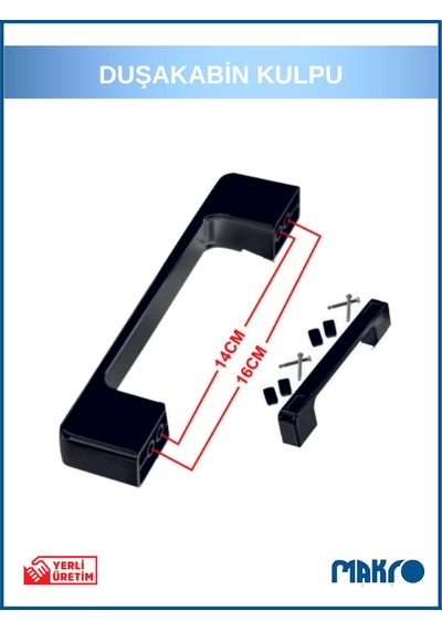 Siyah Duşakabin Kulp 14-16 Cm Ayarlı Siyah