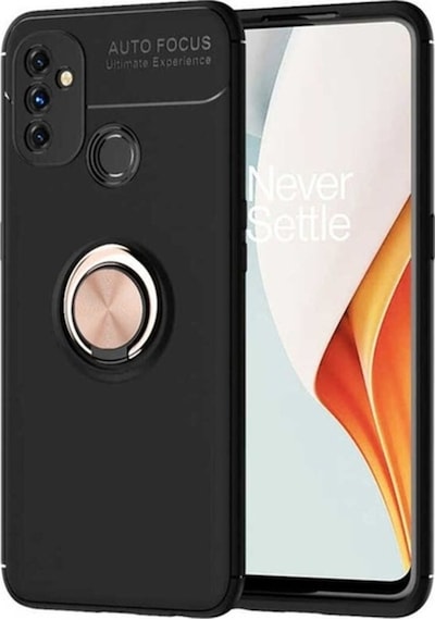 One Plus Nord N100 Kılıf Zore Ravel Silikon Kapak Siyah-Rose Gold