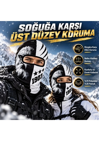 Teorastore Taraftar Maskesi Kışlık Unisex Termal Balaklava Boyunluk Nefes Alabilen Rüzgara Dayanıklı Kırmızı