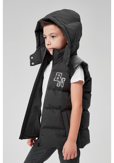 Benitto Kids Kapüşonlu Erkek Çocuk Şişme Yelek 51310 Gri