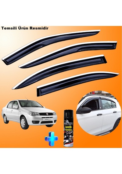 Fiat Albea Mügen Cam Rüzgarlığı Abs Nikelaj Krom Cam Rüzgarlığı Tüm Kasalar + Ebrayn Lastik Parlatıcı