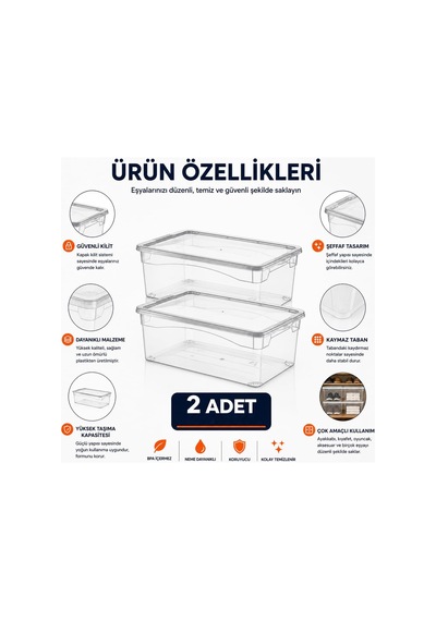 Lexroo 2 Adet Şeffaf Ayakkabı Kutusu Kapaklı