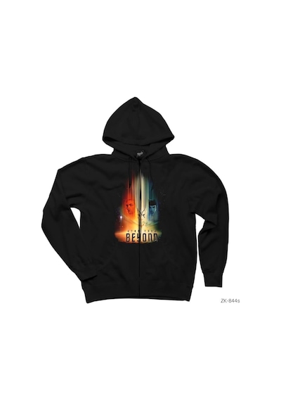 Star Trek Beyond Cover Siyah Fermuarlı Kapşonlu Sweatshirt Siyah