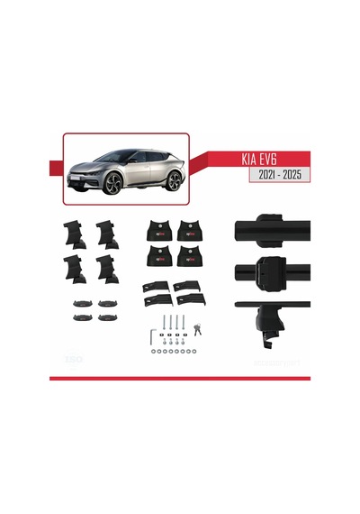 Kia Ev6 2021 Ve Sonrası İle Uyumlu Ace-4 Ara Atkı Tavan Barı Siya