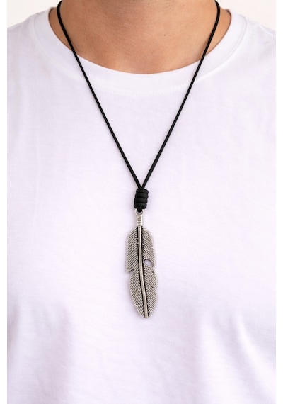 Kore İp Askılı Ve Krom Çelik Kaplamalı Unisex Tribal Kolye Gümüş5