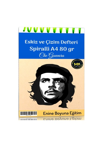 Che Guevera Temalı Eskiz ve Çizim Defteri Kraft Spiralli 100 Sayf