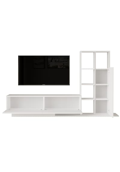 Robin Home Lotus Tv Ünitesi Kapaklı Kitaplık Raf Beyaz