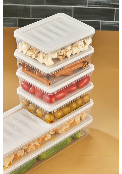 Multi Box 6 Lı Set Saklama Kabı Seti 2 Farklı Boy- Dondurucu & Mikrodalga Uyumlu Krem