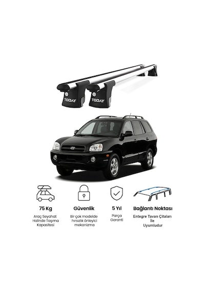 Trio-ı Hyundai Santa Fe 2006-2009 Uyumlu Kilitli Ara Atkı 120cm Port Bagaj Tavan Barı