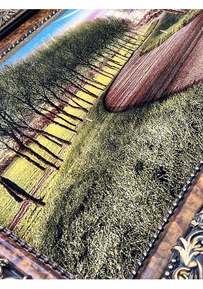 Sessiz Hatıralar Yolu Adlı İran Tebriz Halı Tablo 123x73cm - Duvar Halı Kilim Tablo
