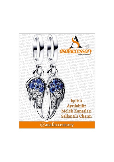 Melek Kanadı Charm Set Gümüş Kaplama Asafaccessory