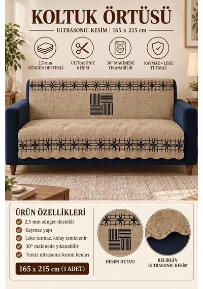 Çok Amaçlı Kadife Koltuk Örtüsü Kaymaz Süngerli 165x215 Cm Modern Bohem Çekyat Şalı Piknik Masa Örtüsü Alk3 Açık Kahve