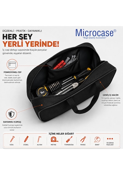 Microcase Su Geçirmez El Tutacaklı Takım Ve Hırdavat Çantası Al5640 Siyah