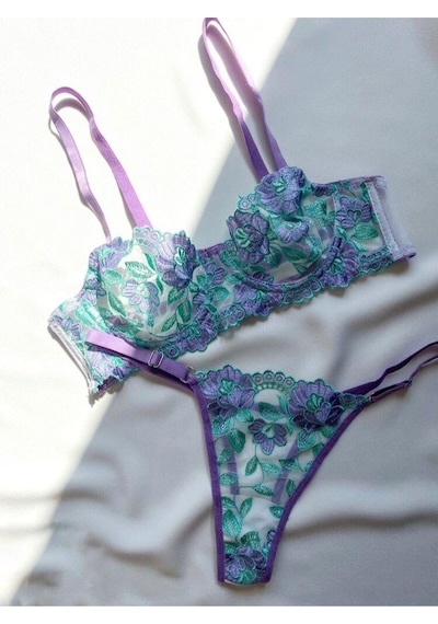 La Linaa Olivia Mor Yeşil Kadın Bralet Takım-mor-yeşil Mor - Yeşil