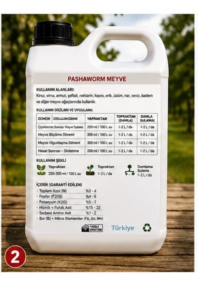 Pashaworm Meyve Konsantre Sıvı Gübre 5 L Meyve Ağaçları İçin