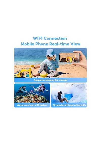 Castu H88 Mini 4k Wifi Giyilebilir Manyetik Aksiyon Kamerası 32gb Hafıza Kartlı Set Çok Renkli