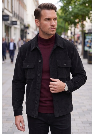 Rizzup Erkek Slim Fit Fitilli Kadife Siyah Ceket %100 Pamuk Düğmeli Cepli Astarsız 2701104 Rizzup Erkek Slim Fit Fitilli Kadife Siyah Ceket %100 Pamuk Düğmeli Cepli Astarsız 2701104