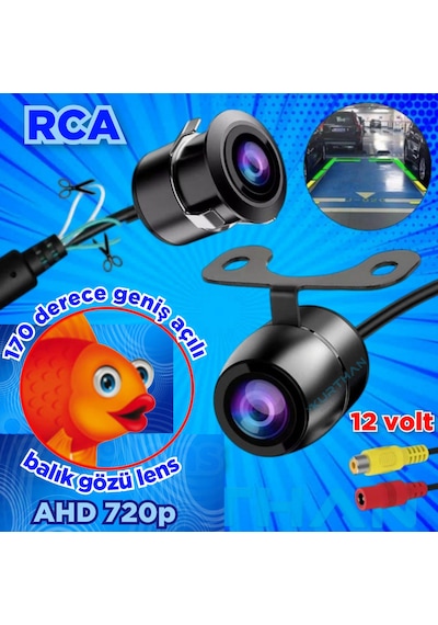 170'' Geniş Açı Balık Gözü Ahd 720p Kelebek Kamera Ön Yan Veya Arka Kullanıma Uygun 12 V 18,5 Mm