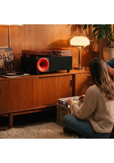 Fennessy İ5s Bluetooth Hoparlörlü 45w Hi-fi Işıklı Retro Pikap Plakçalar Turntable, Siyah