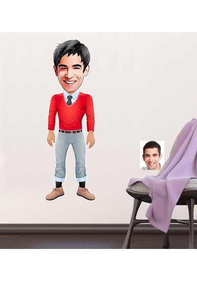 Kişiye Özel Erkek Karikatürlü Duvar Sticker 50X70CM 13
