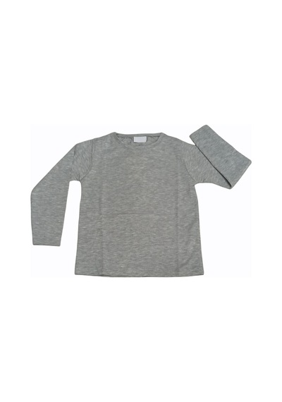 Özdemirli Bebe Basic Düz Bisiklet Yaka Uzun Kollu Likralı Badi Sweat T-shirt Gri