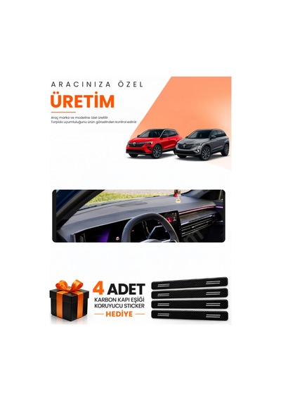 Renault Austral 2023-2026 Uyumlu Torpido Koruma Örtüsü Oto Kılıfı - Siyah Kırmızı