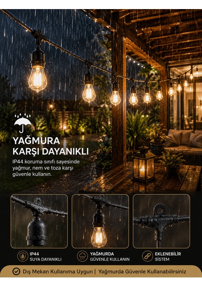 Sarmaşık Dış Mekan Aydınlatma 5 Metre 5duy E27 Eklenebilir