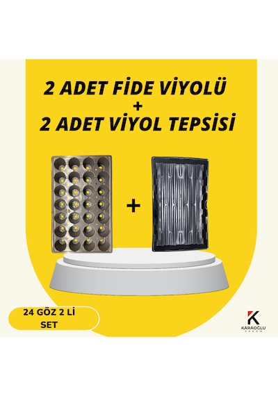 2 Adet Fide Viyolü + 2 Adet Viyol Tepsisi Set Fidelik Fide Yetiştirme Seti Seçimli 24 Göz Yuvarlak