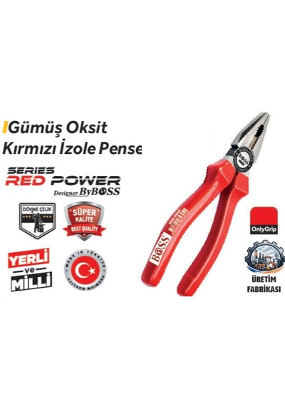 Boss 180 Mm Gümüş 85626 Oksit Pense Kırmızı İzole 6 Adet