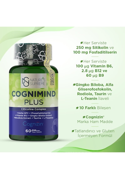 Natures Supreme Cognimind Plus Citicoline 60 Kapsül Aromasız