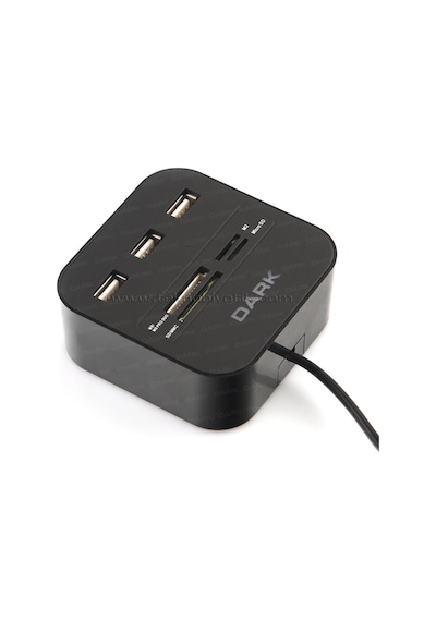 Dark Usb 2.0 Çoklu Kart Okuyucu Ve 3Xusb 2.0 Çoklayıcı Hub (Siyah)
