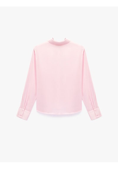 Koton Slim Fit Uzun Kollu Düğmeli Klasik Yaka Saten Gömlek Pembe 6sak60092pw Gül