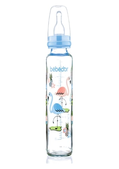 Bebedor Desenli Cam Biberon Silikon Emzikli 250 Ml.
