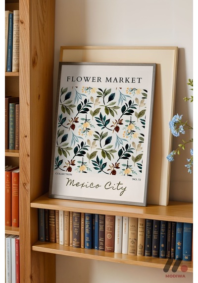 Flower Market Mexico City, Siyah Çerçeveli Duvar Tablosu - Ev Dekorasyonu