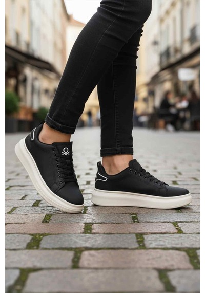 United Colors Of Benetton Siyah Beyaz Bağcıklı Erkek Sneaker Bnı-12081 M SİYAH-BEYAZ