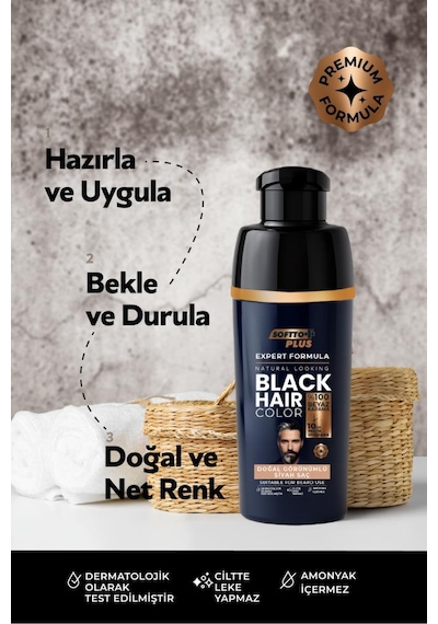 Softto Plus Expert Men Black Hair Color Siyah 10 Dakikada Etkili Geliştirilmiş Formül Doğal Görünüm