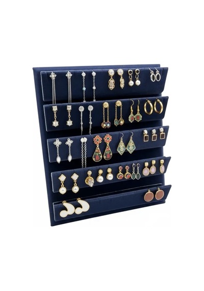 Süet Kumaş 20/16 Cm Lacivert Renk Ayaklı Küpe Standı