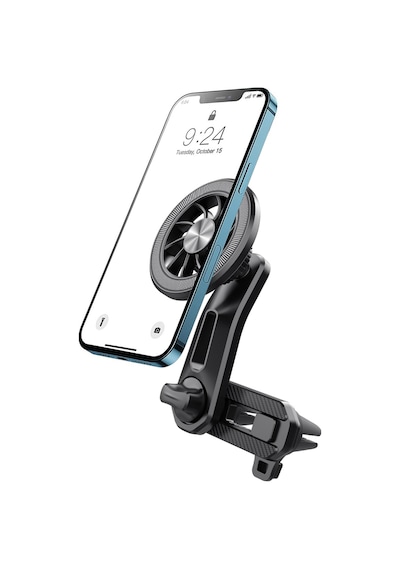 Araç İçi Manyetik Telefon Tutucu Havalandırma Izgarası Uyumlu 360 Döner Mini Fan Tasarımlı Telefon Standı