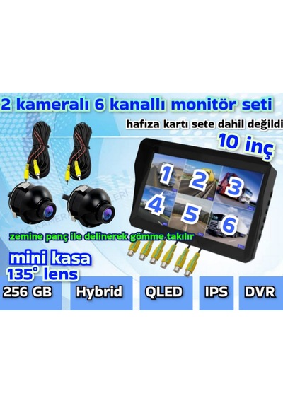 2 Adet 2 2 Cm Mini Kamera Ve 6 Kanallı Qled 10 İnç Dvr Monitör