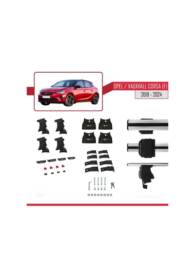 Opel / Vauxhall Corsa F 2019 Ve Sonrası İle Uyumlu Ace-4 Ara Atkı Tavan Barı Gri