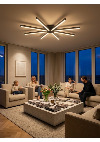 Pulsar Modern Led Tavan Avize - Aşağı Işık Kumandalı Dim Edilebilir Sarı Işık