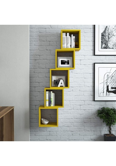 Box Duvar Rafı Sarı Çok Renkli