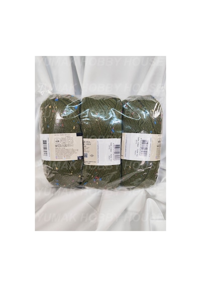 Favori Tweed Haki El Örgü İpi 3 Adet - Renk: 077a