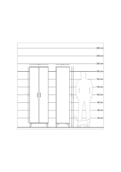 Hyperion Dolap 3 Raflı 2 Kapaklı Tek Askılı 60x44x195 Aytaşı-... Aytaşı