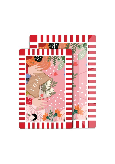 2'li Cam Kesme Tahtası Ve Sunumluk Karışık Renkli Love Desenli 20 X 30 Cm Ve 25 X 35 Cm Çok Renkli